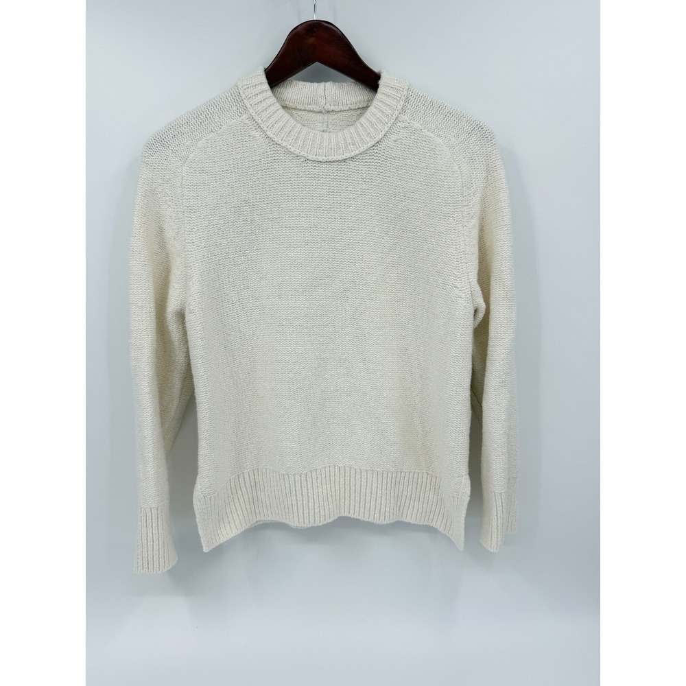 Abercrombie & Fitch Cream Cotton Blend Garter Stitch Pullover Sweater Small